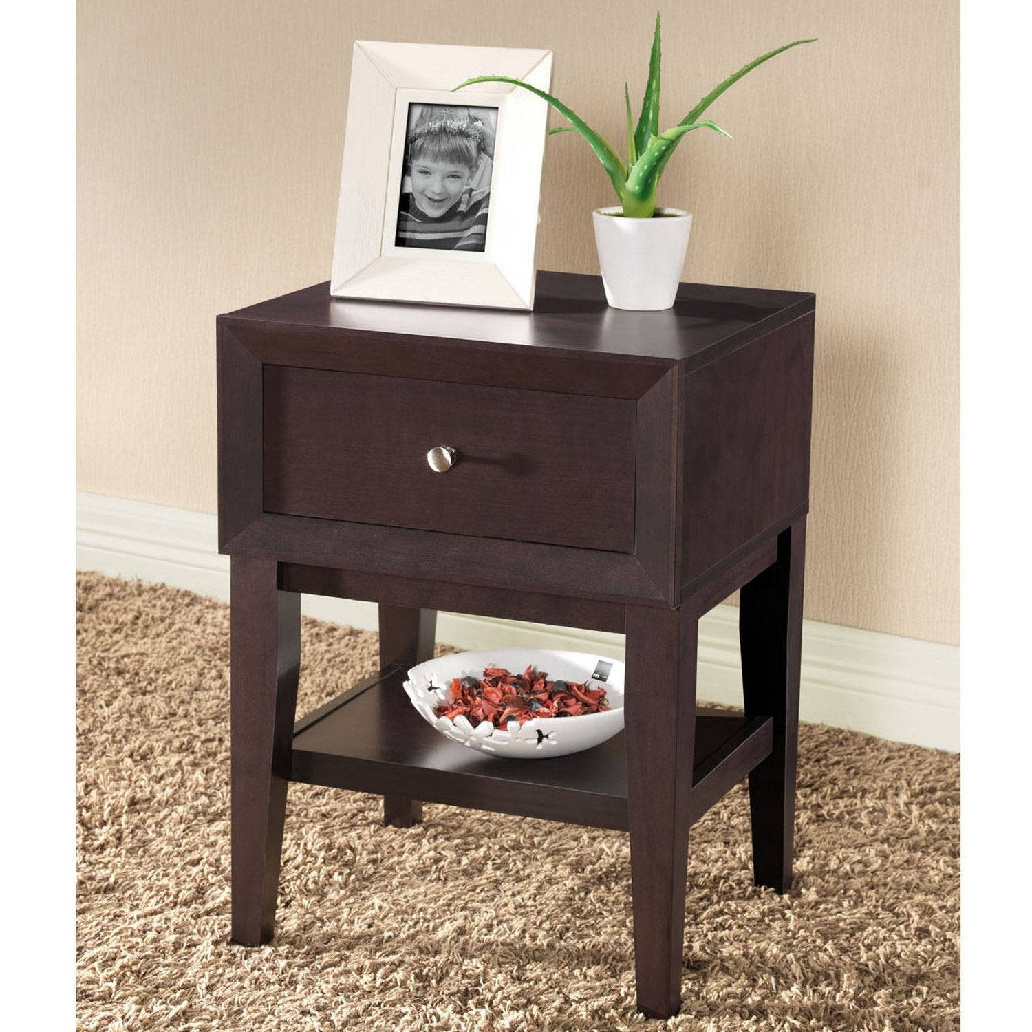 Baxton Studio Gaston Modern Accent Table and Nightstand, Brown